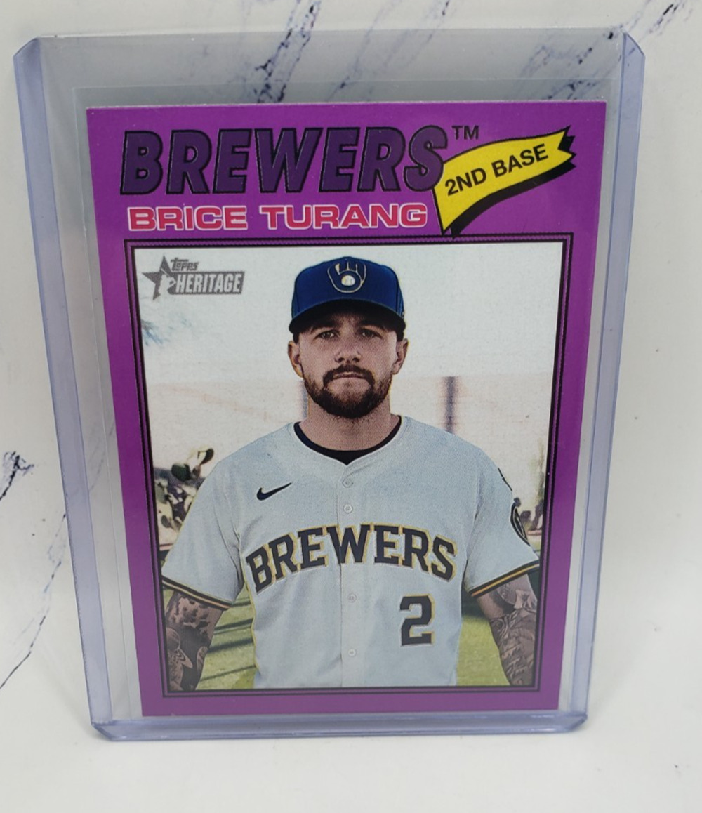 Brice Turang 2026 Topps Heritage Purple Border Parallel Card #325